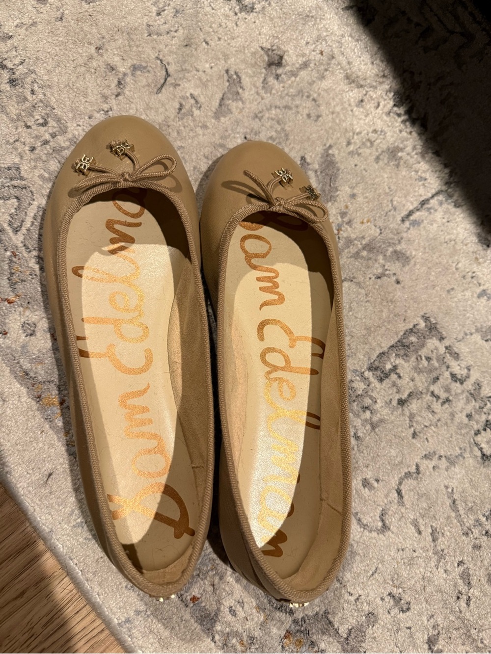 Sam Edelman Flora Leather Ballet Flats Soft Beige Size 9